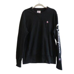 TODD SNYDER X CHAMPION Running Man Spellout Black Crewneck Sweatshirt - Size L